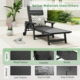 thumbnail image 5 of Outdoor Lounge Chair, HDPE Chaise Lounge 5-Level Adjustable Backrest, Pool Lounge Chair with Wheels and Cup Holder, Waterproof Pool Plastic Recliner Chair for Patio Beach Poolside, Black, 5 of 8