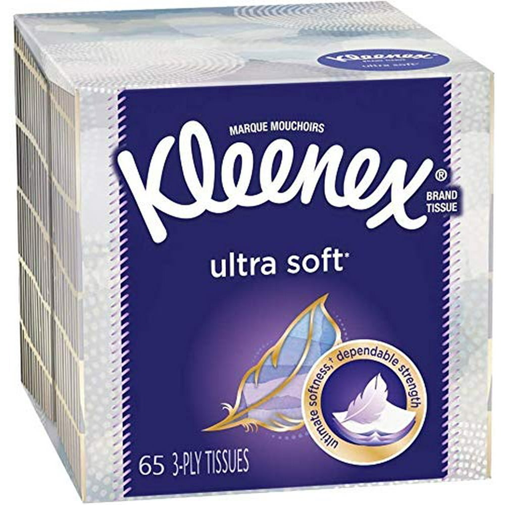 Kleenex, Ultra Soft Tissues, 3 Ply 8.25" x 8.40" 65 Tissues Per Box, White Soft, Strong