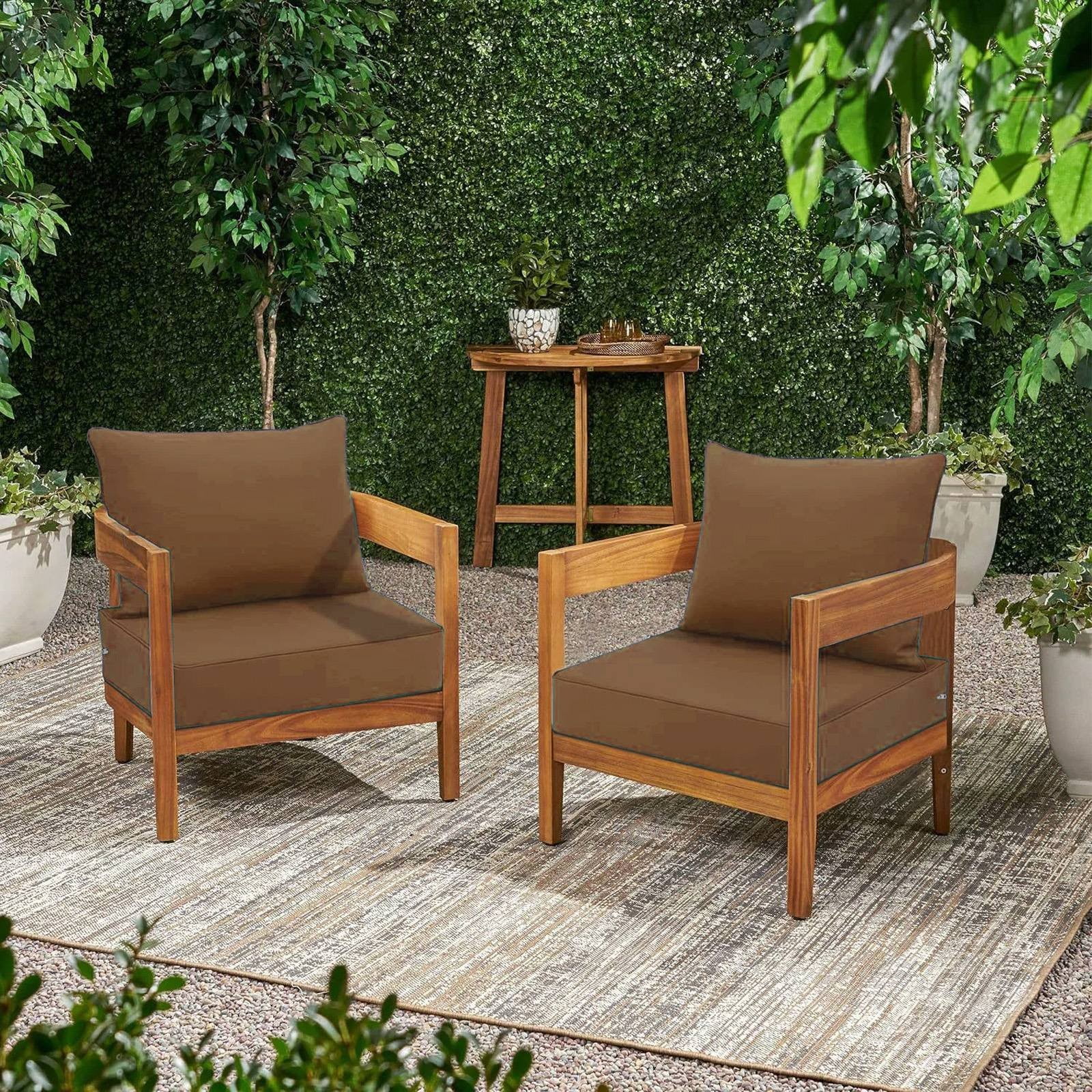 Patio Seat Cushions Set Cozival High Density Outdoor/Indoor Cushion Set - Removable Cover Seat & Back Cushions for Sofa, Booth, Patio Furniture - Water Resistant & Durable, Coffee