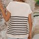 thumbnail image 4 of Fiudx Ropa de Mujer Top de Mujer con Cuello Redondo y Manga Raglán a Rayas, 4 of 6