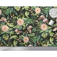 thumbnail image 3 of Soimoi Black Cotton Duck Fabric Leaves & Ranunculus Floral Printed Fabric 1 Yard 42 Inch Wide, 3 of 3