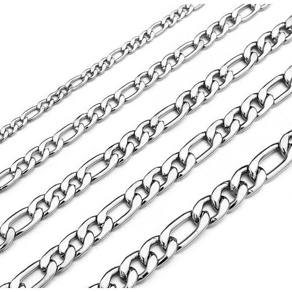 EcoNesxp Chain necklace Figaro Chain necklace Stainless steel gold plated chain Men's and women's jewelry Men's and women's jewelry Stainless steel gold plated chain
