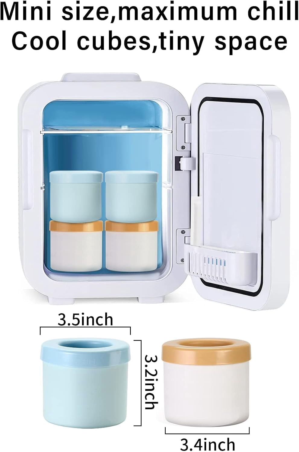BYXAS Ice Cube Trays 4 PCS,Silicone Ice Cube Molds, Crushed Ice Maker Cup,Cylinder Ice Cube Maker Cup,Easy Release Ice Cup,Holds to 60 Ice Cubes Portable Ice Bucket Mold(Blue)