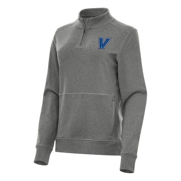 Women's Antigua Heather Charcoal Villanova Wildcats Crush Quarter-Zip Fleece Sweatshirt