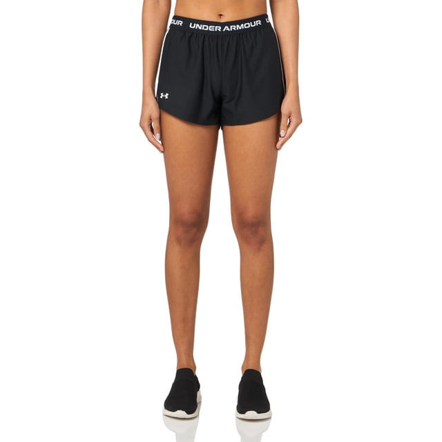 Pantalones cortos Under Armour Tech Play Up para mujer, color blanco y negro, talla XL