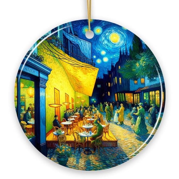 Vincent Van Gogh Cafe Terrace at Night Ceramic Ornament, Famous Painting Souvenir And Decor