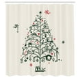 thumbnail image 3 of Ambesonne Christmas Shower Curtain, Tree and Fairies, 69"Wx75"L, Red and Green, 3 of 5