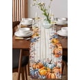 thumbnail image 2 of Table Runners 36 Inches Long Dress Scarves, Orange Blue Fall Farmhouse Kitchen/Dining Table Runner, Short Coffee Tablerunners, Vintage Thanksgiving Pumpkins Maple Leaf 13x36 Inch, 2 of 7