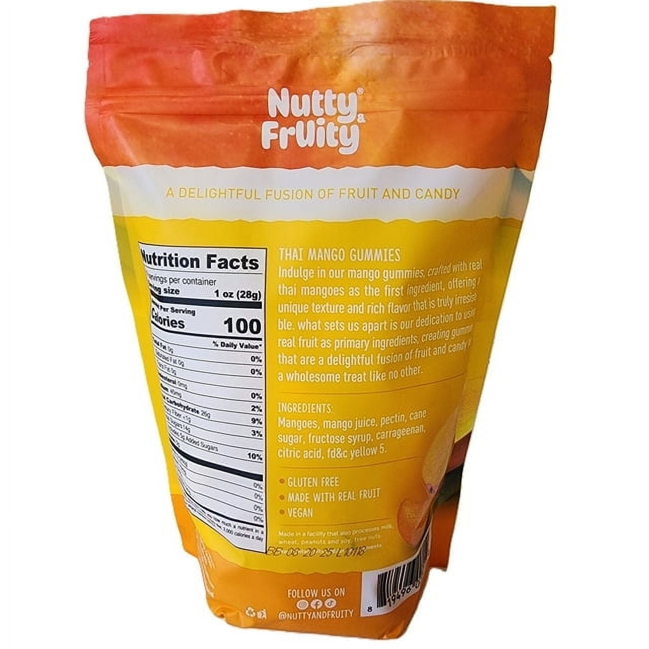 Nutty & Fruity Thai Mango Gummies | Individually Wrapped | Net wt 18 oz (510g)