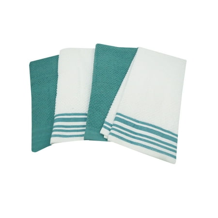 Mainstays 4-Piece Kitchen Towel Set, Teal