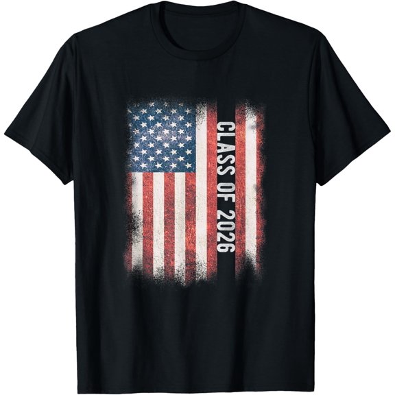 t-shirt Class Of 2026 Shirt Patriotic American Flag Graduation Shirt T-Shirt mens,black,women,funny,men,journey,Crew Neck, Short Sleeve,printing