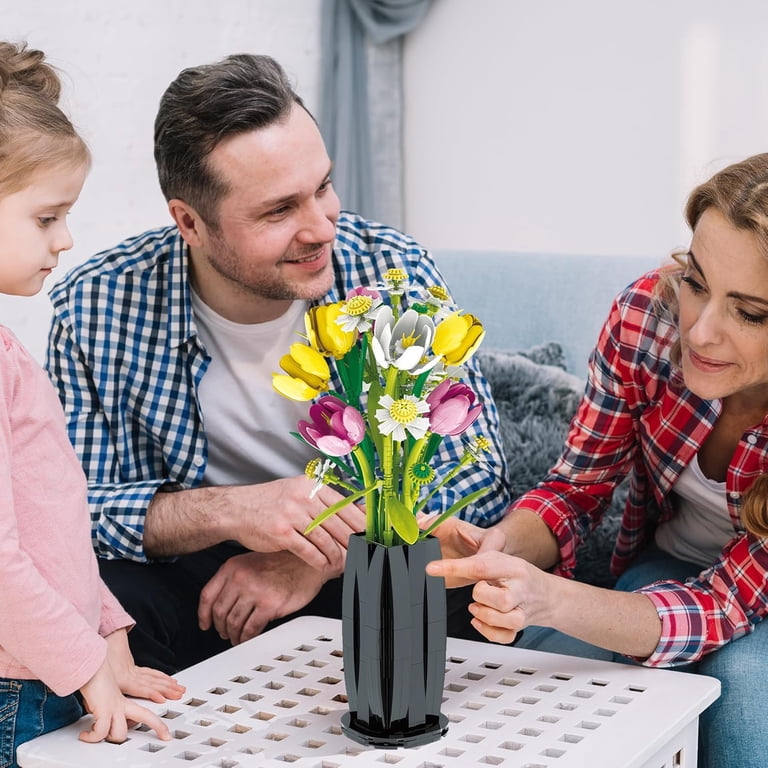 GZBrick Tulips Flowers Bouquet Building Sets Home Decor for Girls