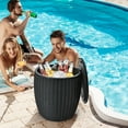thumbnail image 2 of Costway 9.5 Gallon 4-in-1 Patio Rattan Cool Bar Cocktail Table Side Table Black, 2 of 9