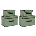 thumbnail image 1 of Juego de almacenamiento de tela no tejida verde claro, 2 cajas grandes y 2 pequeñas, plegables y a prueba de polvo para organizar el hogar, 1 of 8
