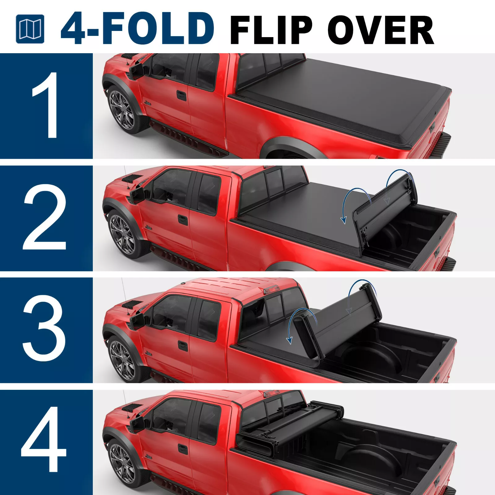 MOSTPLUS Soft 4-Fold 6.5FT Tonneau Cover for 2010-2013 2014 Ford F150 Truck Beds Cover Waterproof