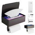 thumbnail image 1 of Toilet Paper Holder with Shelf, Flushable Wipes Dispenser for Bathroom, Self Adhesive Toilet Paper Holder with Storage - Stainless Steel Toilet Holder, 1 of 3