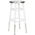 thumbnail image 3 of SAFAVIEH Kenzie Iron Silver Dipped 30" Barstool, White, 3 of 7