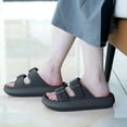 thumbnail image 4 of Slides Sandals Women Men Cloud Slippers Adjustable Buckles House Shower Shoes Cushion Soft Comfort, Black, 4 of 7