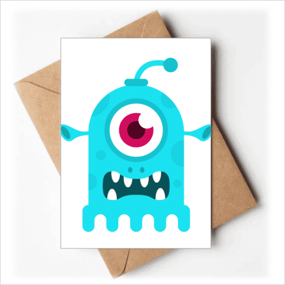 Universe And Alien Blue Cyclops Alien Greeting Cards You are Invited Invitations