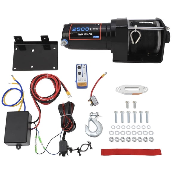 SCITOO - 12V 2500LBS Electric Winch Synthetic Rope Truck Trailer Towing Off Road