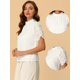 thumbnail image 2 of INSPIRE CHIC Blusa De Chifón Con Lunares Suizos Para Mujer, Manga Corta Abullonada, Tops Blanco L, 2 of 5