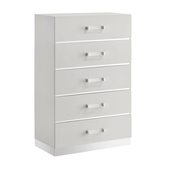 New Classic Furniture Europa Wood 5-Drawer Vertical Chest in White