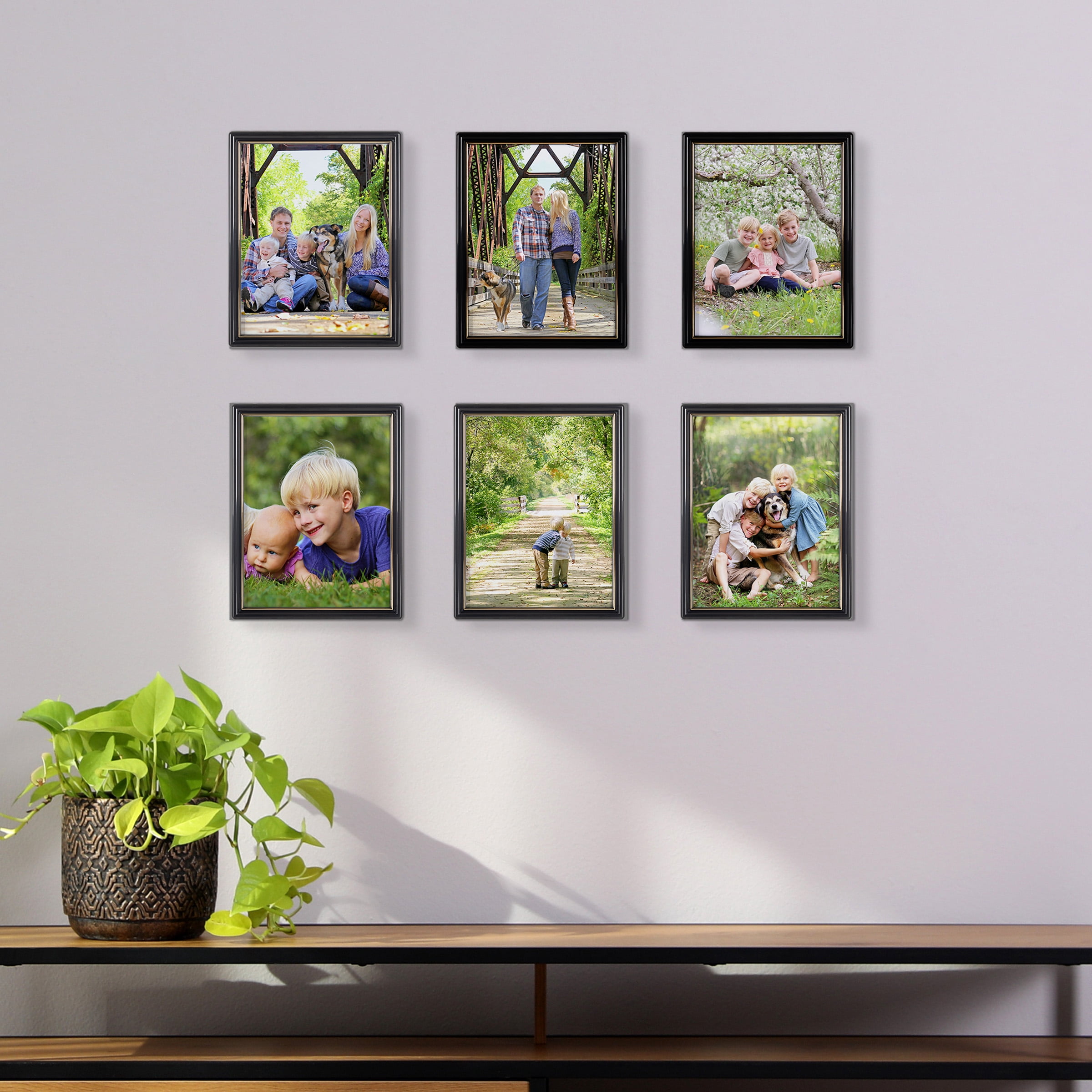 Lavish Home Picture Frame Set, Document Frame Pack for Picture Gallery Wall with Hangers, Set of 6
