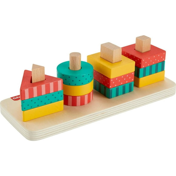 Fisher-Price Wooden Shape Stacker Toddler Sorting Toy, 13 Wood Pieces, Ages 2+