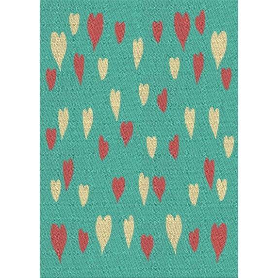 Ahgly Company Indoor Rectangle Patterned Turquoise Green Novelty Area Rugs, 5' x 8'