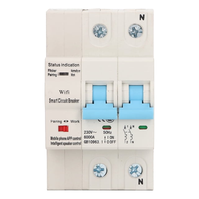 Rankomu Wifi Circuit Breaker Switch Interruptor Automático Inteligente WiFi 2P Montaje en Riel DIN con Control Remoto y Función de Retardo Temporizado, AC230V 40A