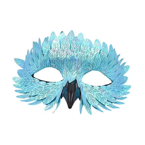 Máscara de Halloween, accesorios decorativos, máscara de plumas para ojos para festivales, juegos de rol. Azul