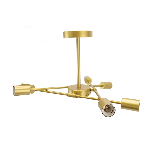 6 Light Semi Flush Mount Ceiling Light, Retro Modern Sputnik Chandelier E27 E26 Middle Base for Hotels for Living Rooms