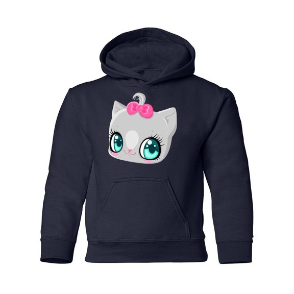 Cute Cat With Bow Hoodie Juniors -Image by Shutterstock, x-Large