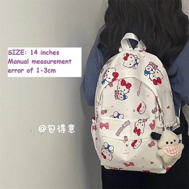 Sanrios-mochila escolar con ruedas para niños, morral de gran capacidad, impermeable, con ruedas, estilo Anime kawaii, para estudiantes