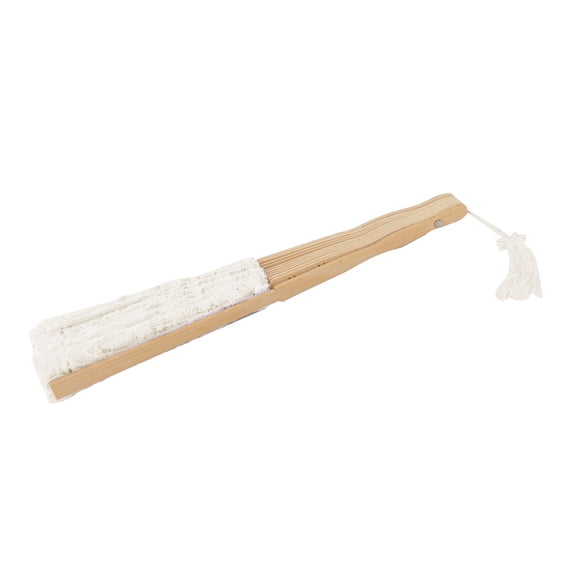 BIMZUC Folding Handheld Fan Hollow Lace Bamboo Hand Fan for Wedding Anniversary Birthday Party Decoration, Milk White, 19.69 inches / 50 cm