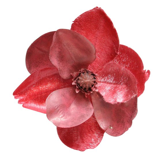 7" Artificial Pink Fabric Magnolia Christmas Clip