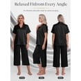 thumbnail image 6 of DAKIMOE Silk Satin Pajama Set for Women Capri Pajamas Short Sleeve Button Down Two Piece Pjs Sleepwear Soft Loungewear Nightwear, 6 of 8