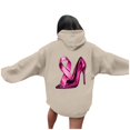 thumbnail image 3 of Women's Round Neck Hooded Sweatshirt Long Sleeved Cancer Survivor Hoodies Casual Pink Ribbon Printed Shirts Trendy Pullover Tops, 3 of 7
