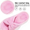 thumbnail image 3 of Knivor Open Toe Bow House Slippers for Women Soft Coral Fleece Non Slip Flat Indoor Slide Slippers for Bedroom Lounge, 3 of 9