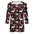 thumbnail image 4 of Womens Plus Size Christmas Shirts Xmas Tree Merry and Bright Print 3/4 Sleeve Tops Basic Tee Shirt, 4 of 5