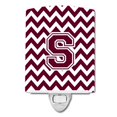 thumbnail image 1 of Carolines Treasures CJ1051-SCNL Letter S Chevron Maroon & White Ceramic Night Light, 1 of 1