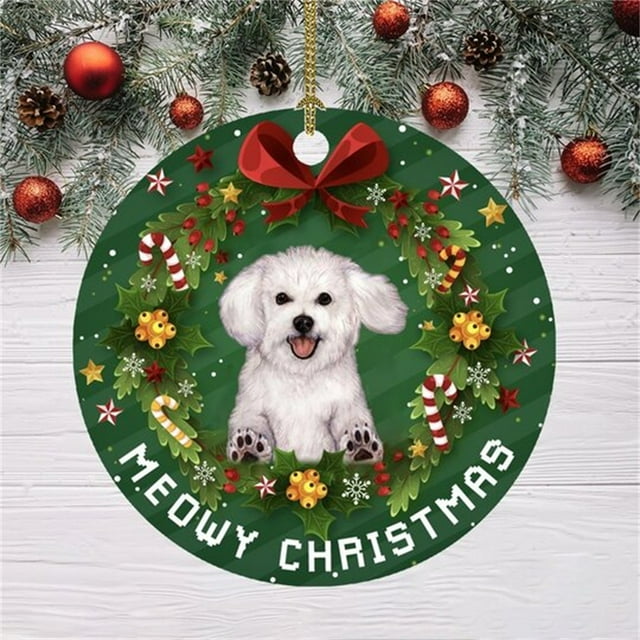 onlyliua para Interior/Exterior Adorno Navideño Divertido con Diseño de Perro Navideño, Colgante para Árbol de Navidad