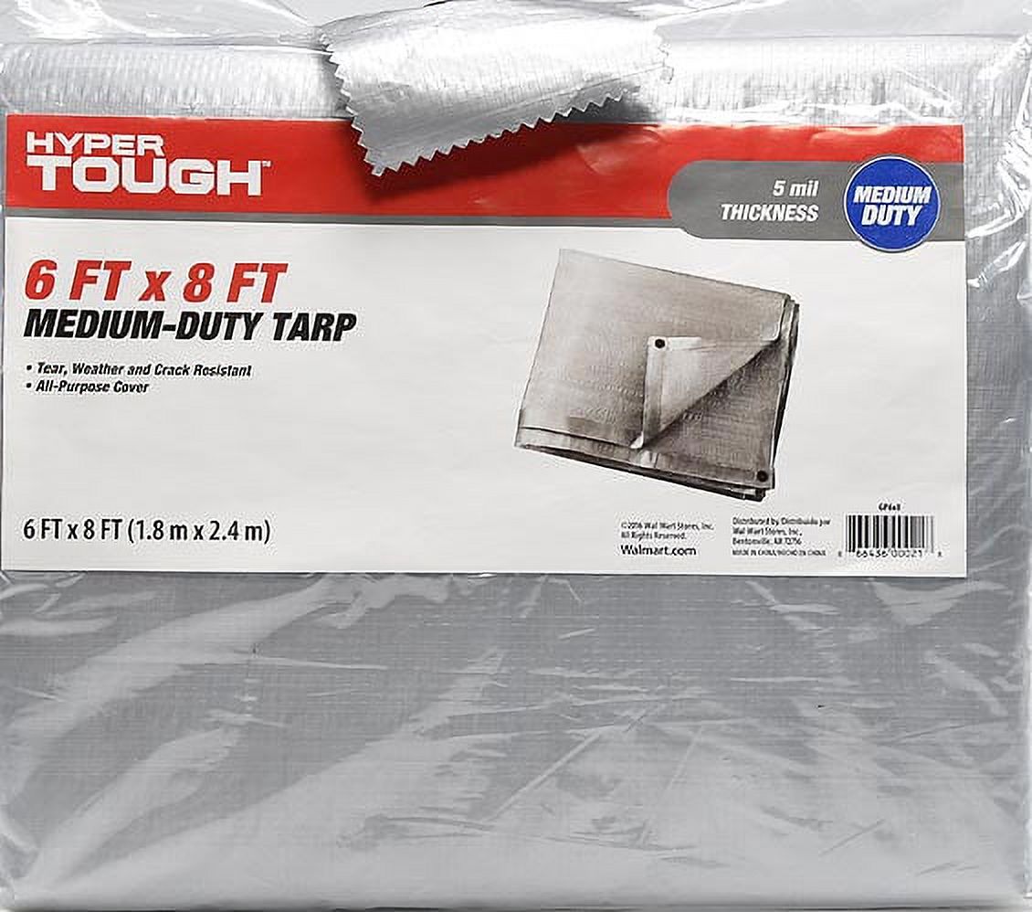 Hyper Tough 6' x 8' Medium Duty Tarp All Weather Protection All Purpose Cover - image 2 of 3