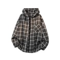 thumbnail image 5 of Handshe Men's Hooded Plaid Jacket, Long Sleeve with Button Front and Pocket, Casual Outerwear for Daily Wear and Outdoor Activities, 5 of 5