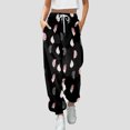 thumbnail image 2 of Gibobby pantalones mezclilla mujer Pantalones de chándal con estampado de moda para mujer, con bolsillos, de cintura alta, deportivos, para gimnasio, atléticos, para correr (Negro, M), 2 of 4