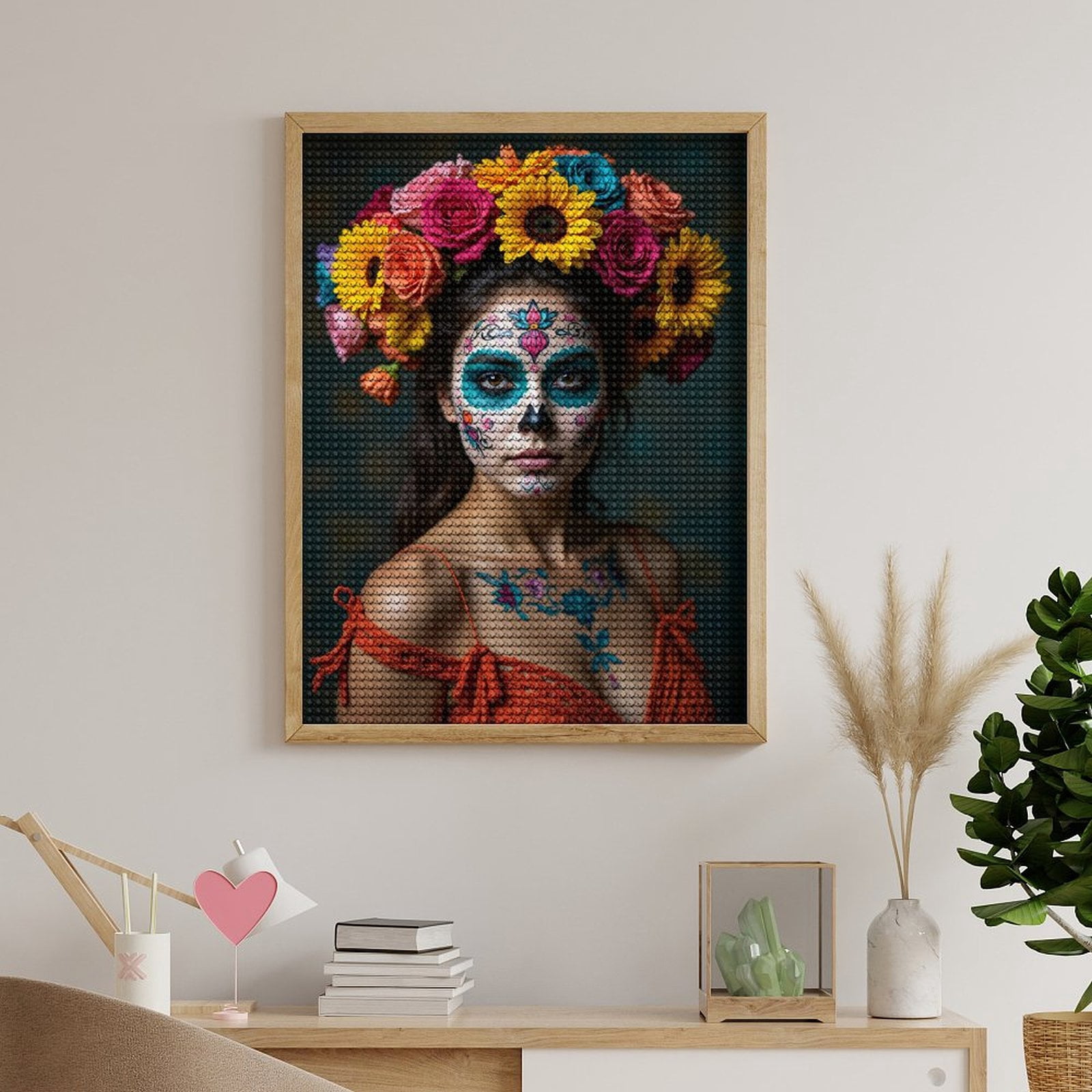 Diamond Art Kits for Adults, Floral Face Paint Vibrant Celebration 5D Diamond Painting Kits for Adults Beginners, DIY Full Drill Diamond Painting, Gem Art and Crafts 12x16