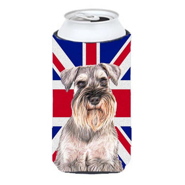 Carolines Treasures KJ1165TBC Schnauzer with English Union Jack British Flag Tall Boy bottle sleeve Hugger