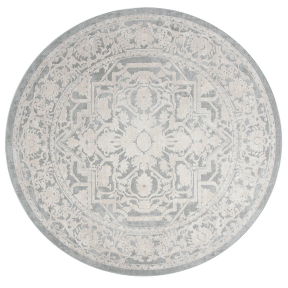 SAFAVIEH Reflection Christy Oriental Area Rug, Light Grey/Cream, 3' x 3' Round
