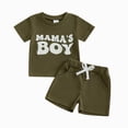 thumbnail image 2 of peqiut Toddler Baby Boy Clothes 0 6 12 18 24 Months 3T Letter MAMA'S BOY Short Sleeve T Shirt Top and Pants with Pocket Cute Summer Outfit 2Pcs Set, 2 of 4