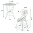 thumbnail image 3 of Costway 3PCS Cast Aluminum Patio Bistro Furniture Set Rose Design Outdoor White, 3 of 9